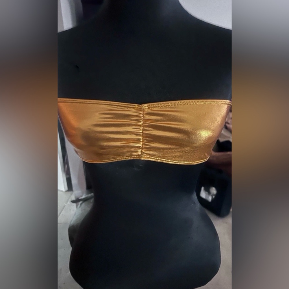 American Apparel Metallic cooper Bandeau bikini top